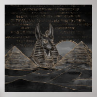 Anubis on Egyptian pyramids landscape