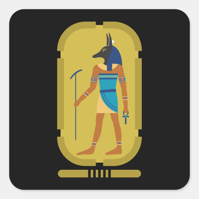 Anubis Quadratischer Aufkleber (Vorderseite)