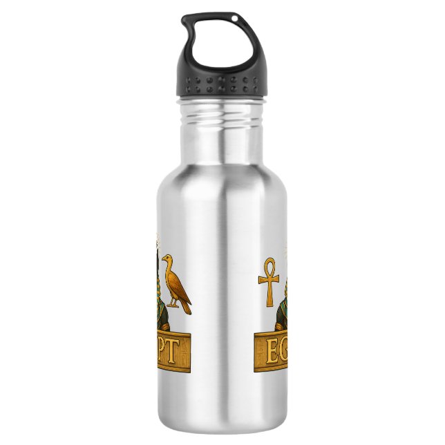 Anubis & Thoth | Egyptian Symbols - Water Bottle Edelstahlflasche (Rückseite)