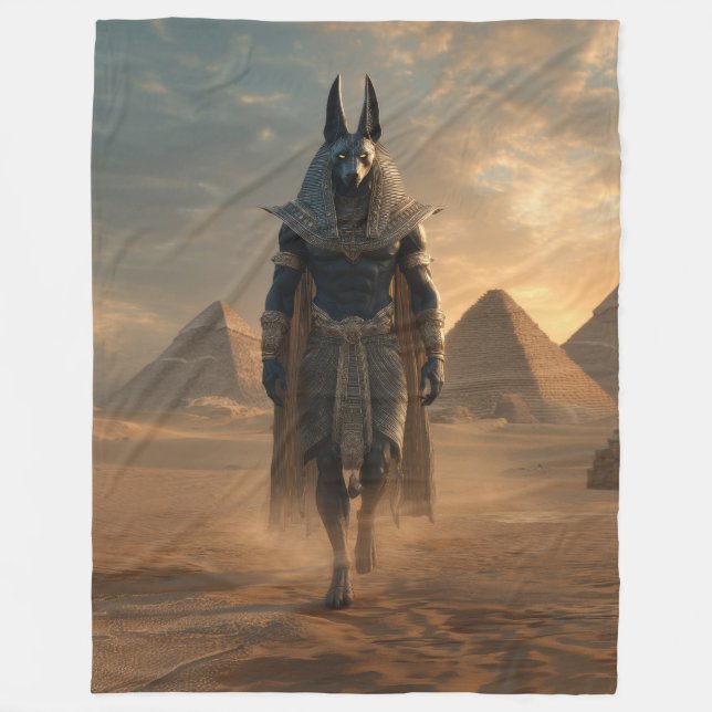 Anubis Throw Blanket – Egyptian Mythology Home Dec Fleecedecke (Vorderseite)