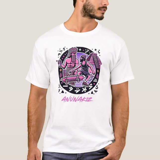Anunakiz Skater Enki & Anunnaki Vibes T-Shirt (Vorderseite)