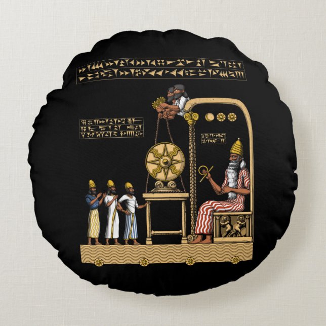 Anunnaki Gods Rundes Kissen (Vorderseite)