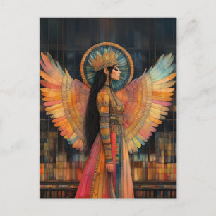 Anunnaki Sternengöttin Inanna Abstrakte Mosaik-Kun Postkarte
