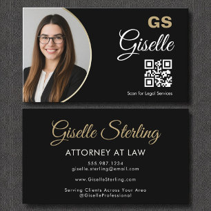 Anwalt am Law Black Gold Foto QR Code Visitenkarte
