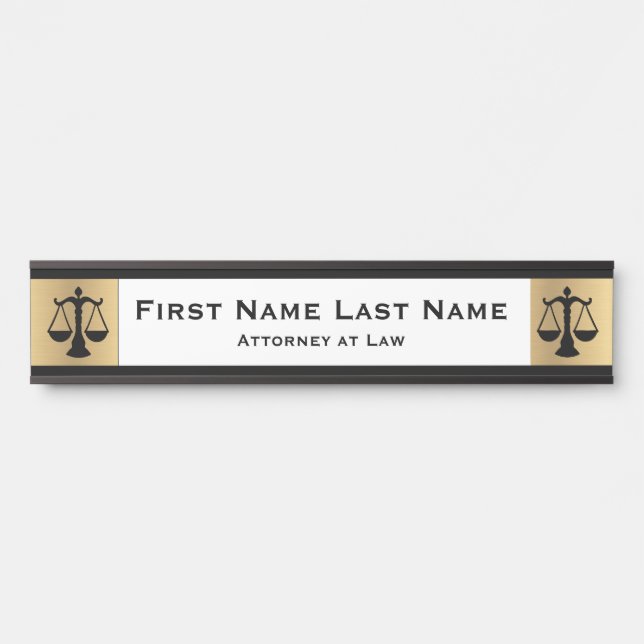Anwalt an der Law Door Signs Anwalt Gold Long Name Türschild (Vorderseite )