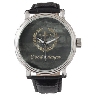 Anwalt Aquarel, schwarz und gold Armbanduhr