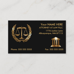 Anwalt bei der Anstellung von "Law Black and Gold" Visitenkarte