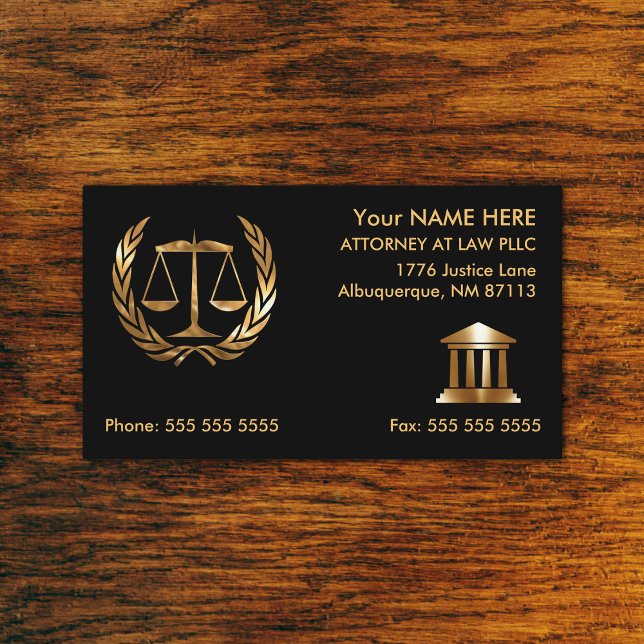 Anwalt bei Law Black und Gold Visitenkarte (ATTORNEY BUSINESS CARDS)