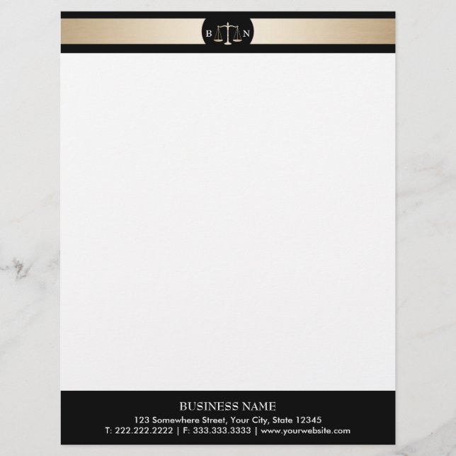 Anwalt bei Law Gold Border Law Scales Anwalt Briefkopf (Vorderseite)