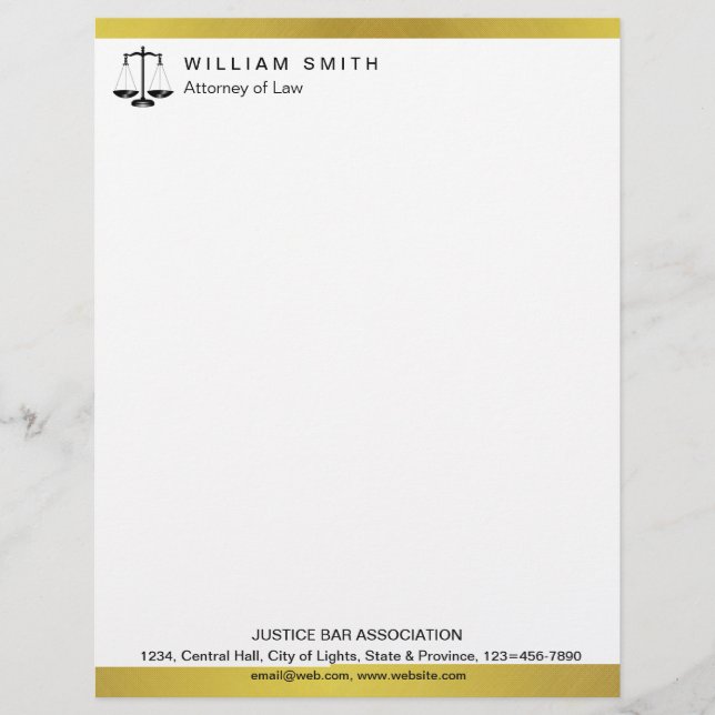 Anwalt bei Law Gold Metal Rechtsanwalt Briefbogen (Vorderseite)