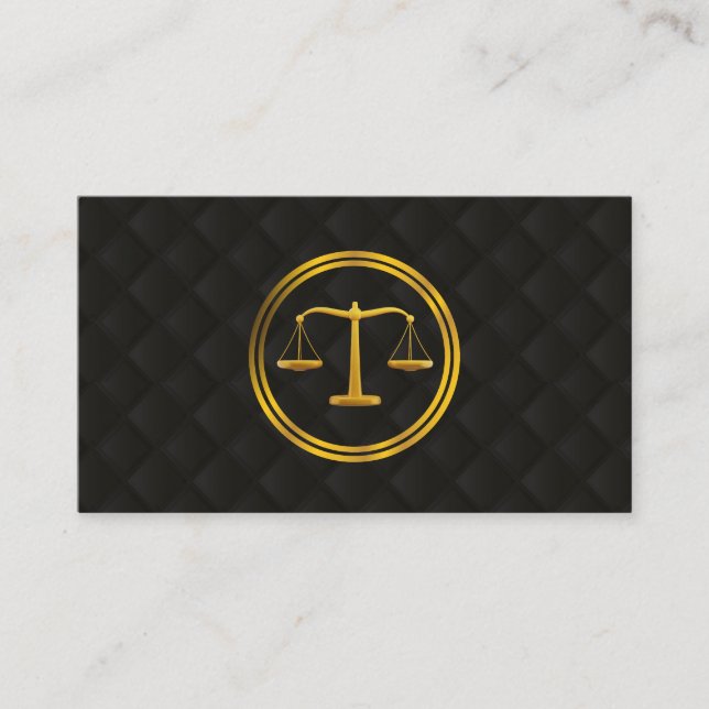 Anwalt bei Law Gold Scale Classy Black Quilted Visitenkarte (Vorderseite)