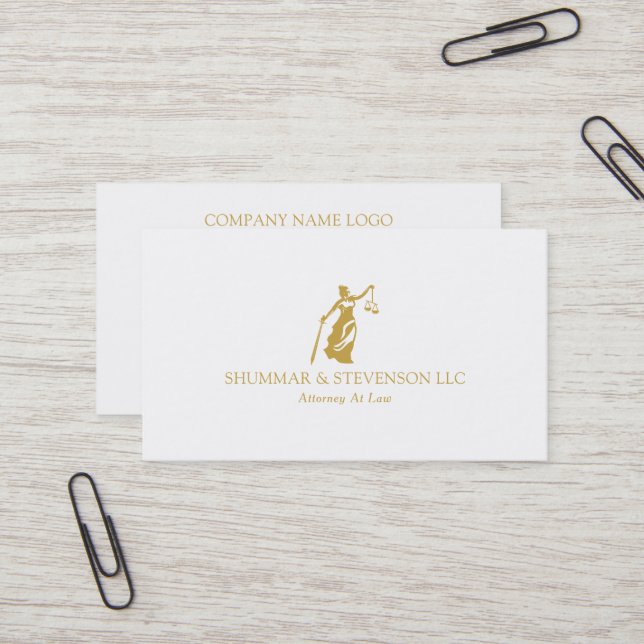 Anwalt beim Law Simple Gold Lady Justice Logo Visitenkarte (Vorderseite/Rückseite Beispiel)