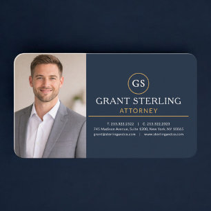 Anwalt Foto Navy Blau Gold Visitenkarte