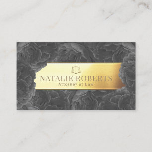 Anwalt Gold Label Elegant Grau Floral Visitenkarte