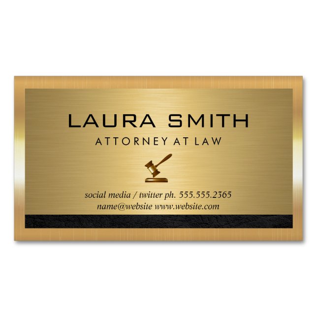 Anwalt | Gold Metallschieber Magnetische Visitenkarte (Vorderseite)