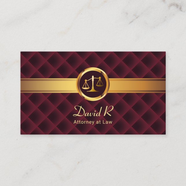 Anwalt Gold Strip Luxury Maroon Anwalt Visitenkarte (Vorderseite)