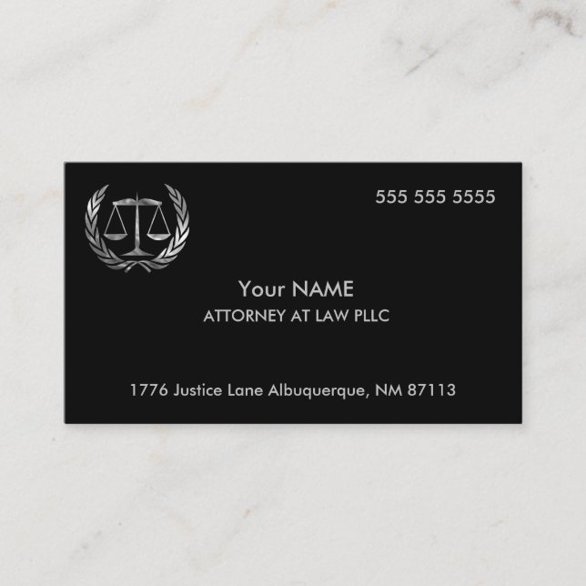 Anwalt in Law Black und Silver Visitenkarte (Vorderseite)