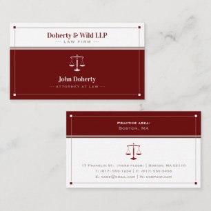 ANWALT   Law Scales of Justice Dark Red Visitenkarte