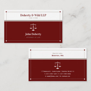 ANWALT   Law Scales of Justice Dark Red Visitenkarte