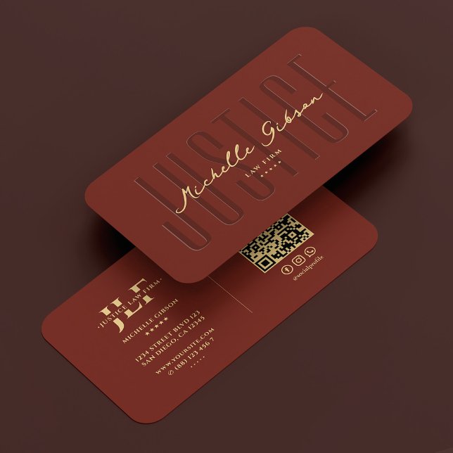Anwalt Notary Dark Terracotta Modern Visitenkarte (Attorney Lawyer Notary Dark Terracotta Modern Business Card
)