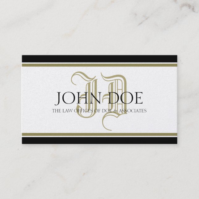 Anwalt Roman Golden Monogram Visitenkarte (Vorderseite)