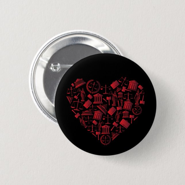 Anwalt Rotes Herz - Liebe Recht Grunge Kunst Button (Vorne & Hinten)