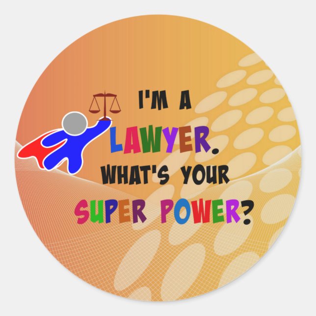 Anwalt Superhero, buntes Design Runder Aufkleber (Vorderseite)