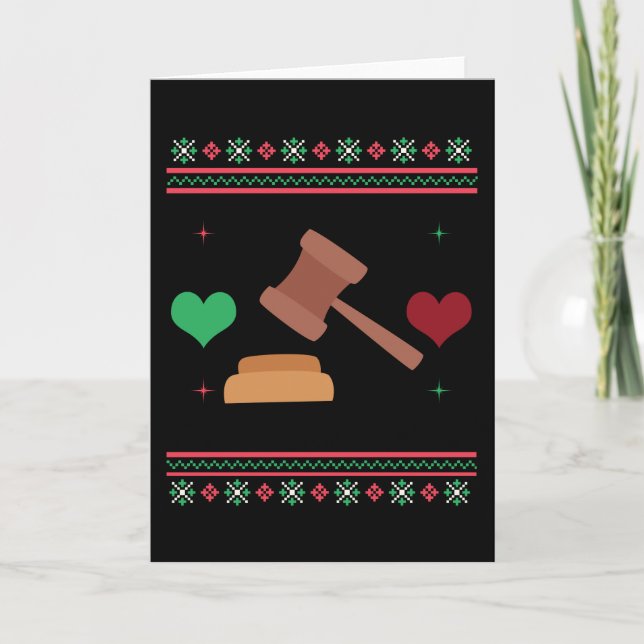 Anwalt Ugly Weihnachts-Sweater Richter Anwalt Karte (Vorderseite)