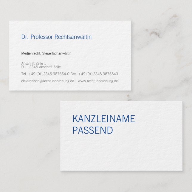 Anwältin Visitenkarte (Vorne/Hinten)