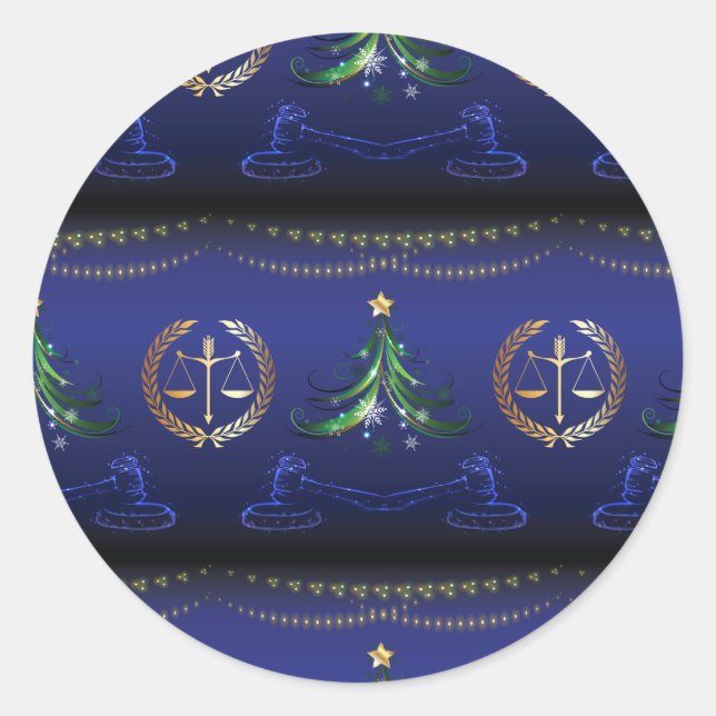 Anwältin Weihnachtsbaum Elegant Runder Aufkleber (Vorderseite)