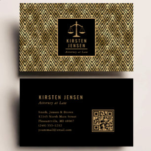 Anwalts-QR-Code Schwarz-Gold geometrisches Deco-Mu Visitenkarte