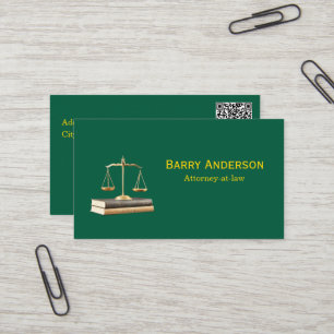 Anwaltsjustiz Waage & Bücher mit QR-Code Visitenkarte