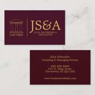Anwaltskanzlei Burgundy Gold Justice Columns Visitenkarte