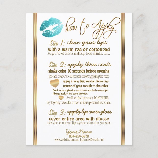 Anweisungen für den aquamarinen Glitzer Lip 💋 - w Flyer (Vorne)