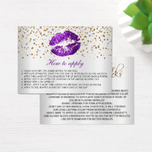 Anweisungen für die Anwendung lila Glitzer Lips