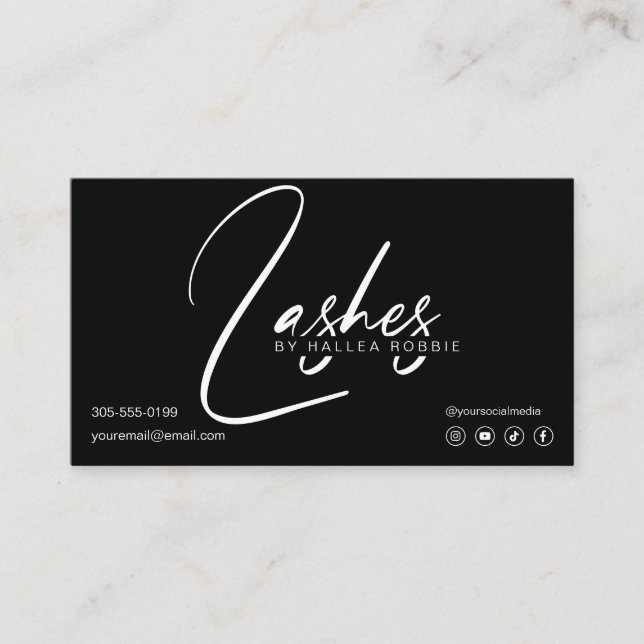 Anweisungen für die Verlängerung von Lashes Visitenkarte (Vorderseite)