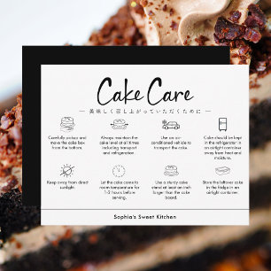 Anweisungen zur Pflege von Kuchen Minimalist Dankeskarte