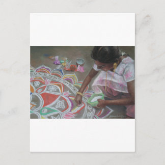 Anwendung des Kolam-Pulvers Postkarte