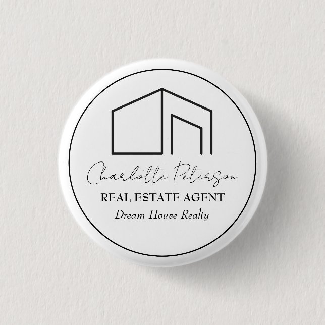 Anwesen Agent Name Tag Einfach Button (Vorderseite)