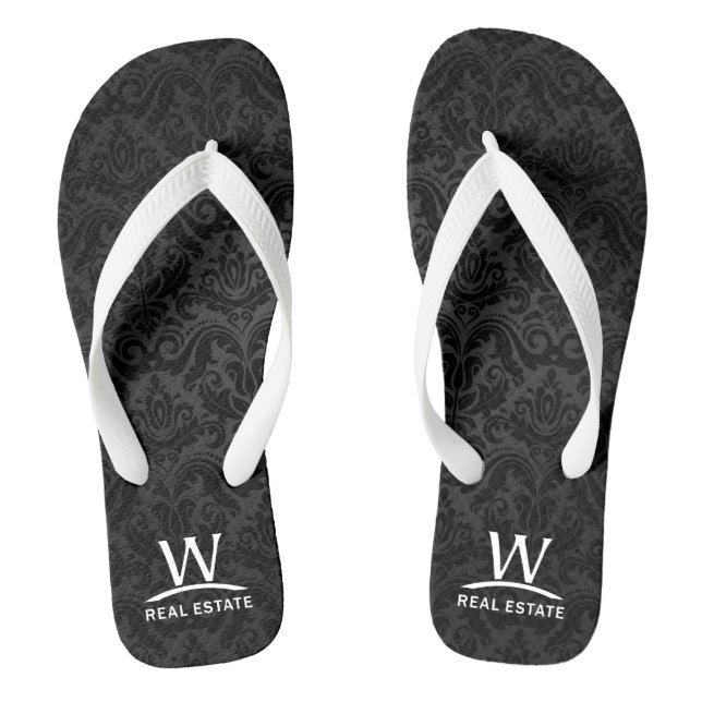 Anwesen-Damast-Muster W drehen wirkliches Flip Flops (Fußbett)