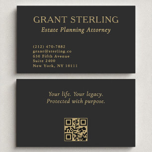 Anwesen Planning Attorney Black Gold QR Code Visitenkarte