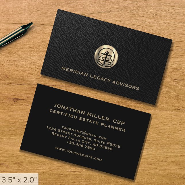 Anwesen Planning Business Cards Black and Gold Visitenkarte (Von Creator hochgeladen)