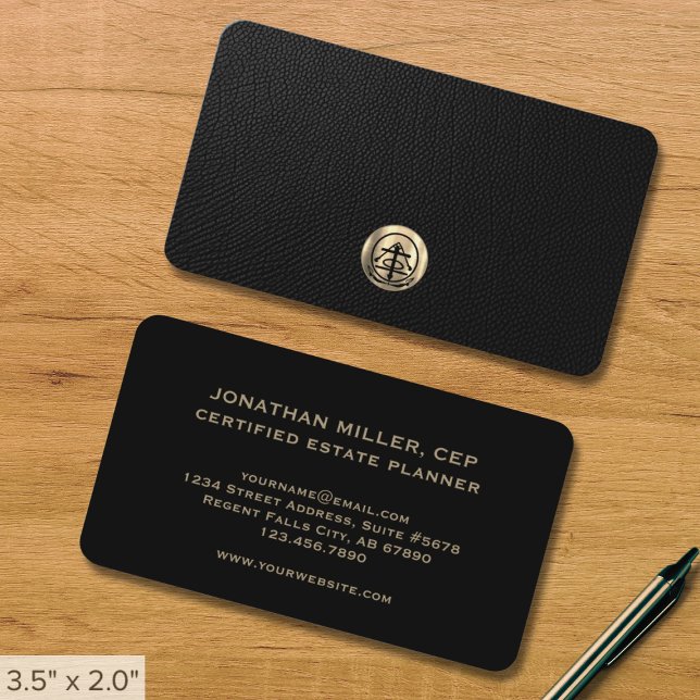 Anwesen Planning Business Cards Black and Gold Visitenkarte (Von Creator hochgeladen)
