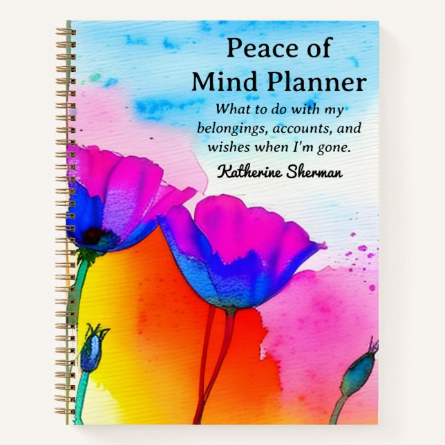 Anwesen Planning Peace of Mind End Planner Notizbuch (Vorderseite)