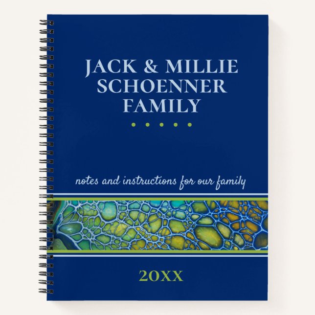Anwesen-Planungsanleitungen für moderne Blaue Fami Notizbuch (Vorderseite)