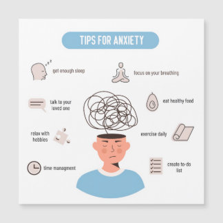 Anxiety Tips Minimal Mental Health Art Magnetkarte