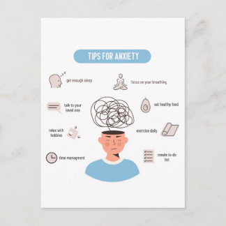 Anxiety Tips Minimal Mental Health Art Postkarte