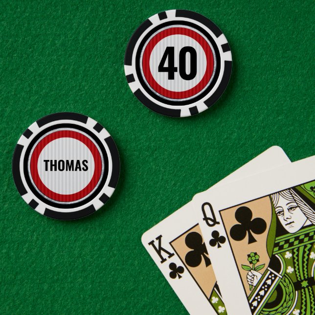 ANY AGE 40th Birthday Speed Limit Sign Pokerchips (Pokertisch (doppelt))