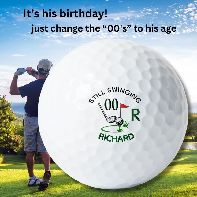 *ANY AGE Birthday Men's Monogram Name Golfball (Von Creator hochgeladen)