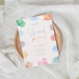 Any age sip and paint birthday  einladung